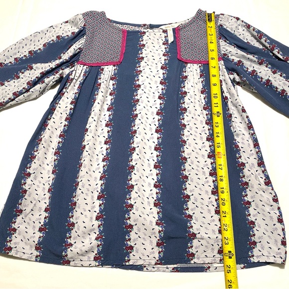 Matilda Jane Blue & Pink Floral Peasant Top Women’s US S Balloon Sleeve Boho - Picture 13 of 14